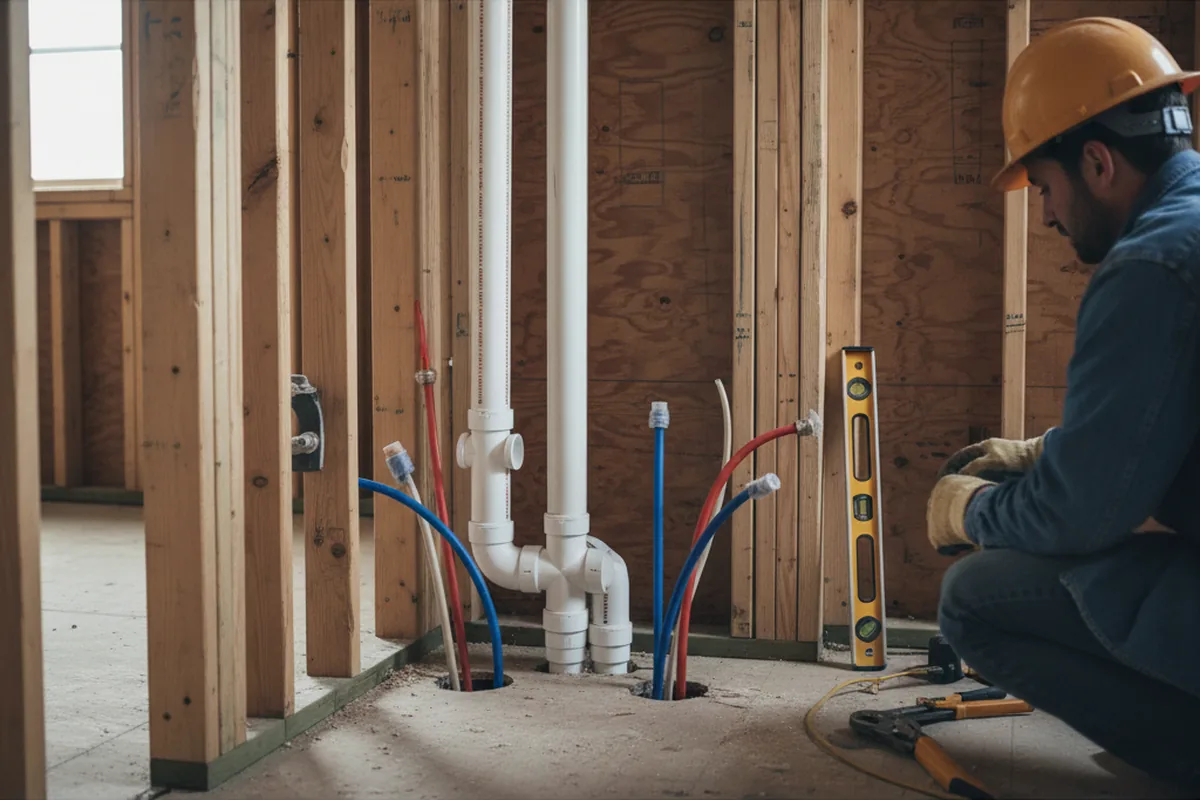 Drain and supply rough-in during Garbage Disposal Repair in Oaks