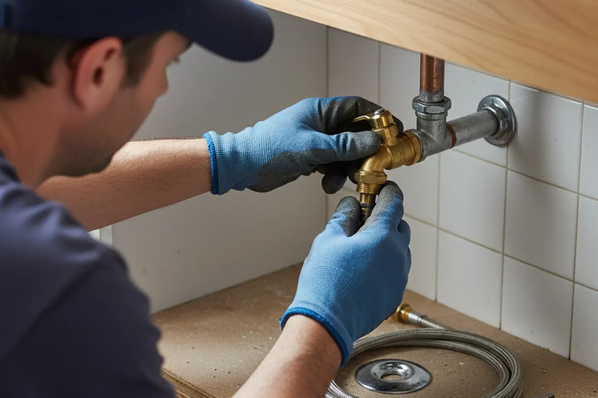 Shutoff valve and fitting work during Burst Pipe Repair in Oaks